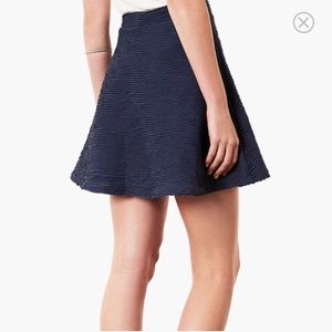 Topshop Navy Textured Skater Skirt